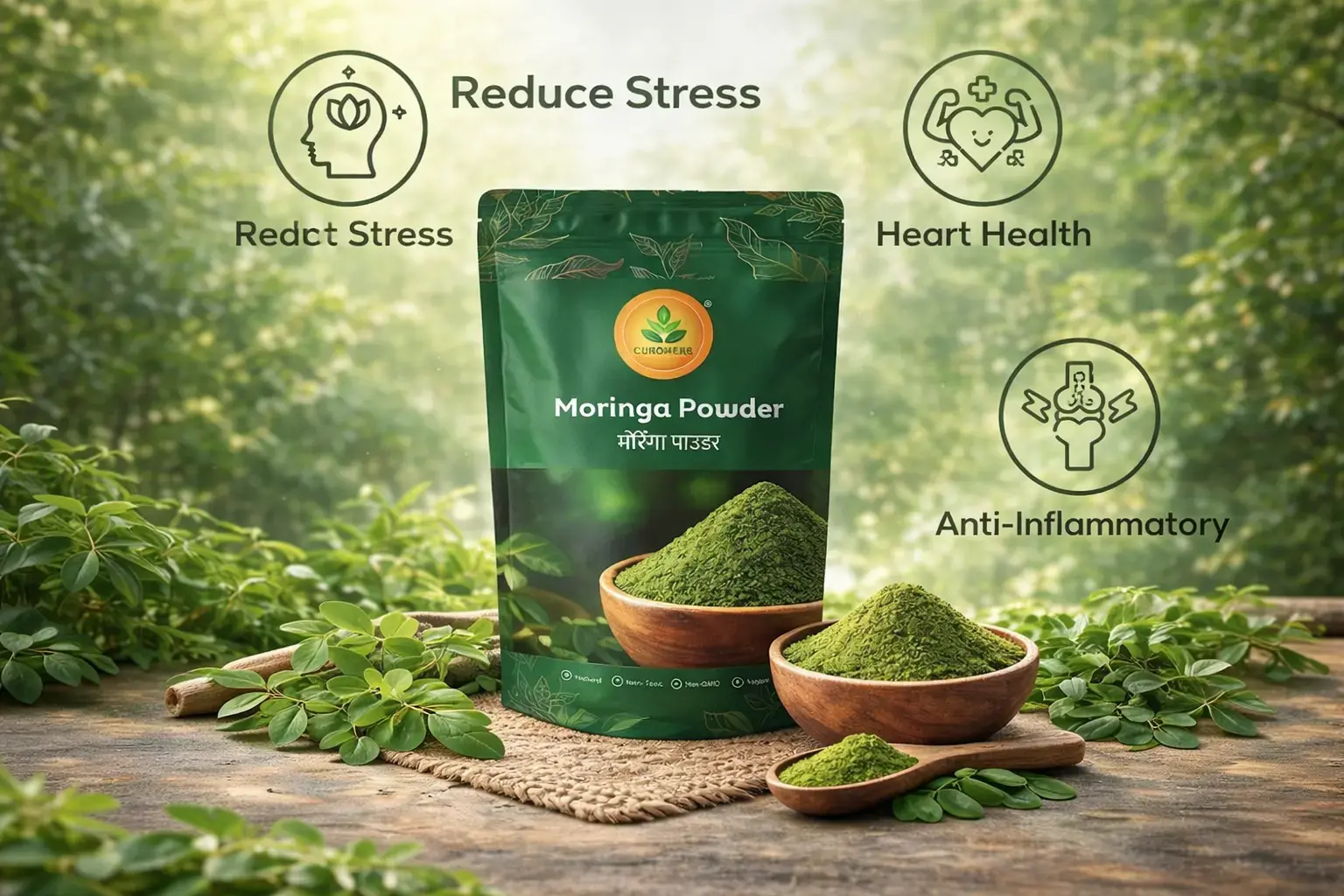 Moringa Powder for Energy & Immunity | Pure Superfood by CuroHerb