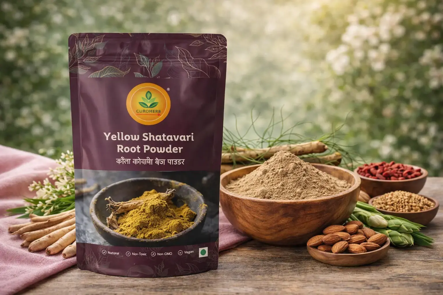 Yellow Shatavari Root Powder Womens Wellness & Hormonal Balance CuroHerb